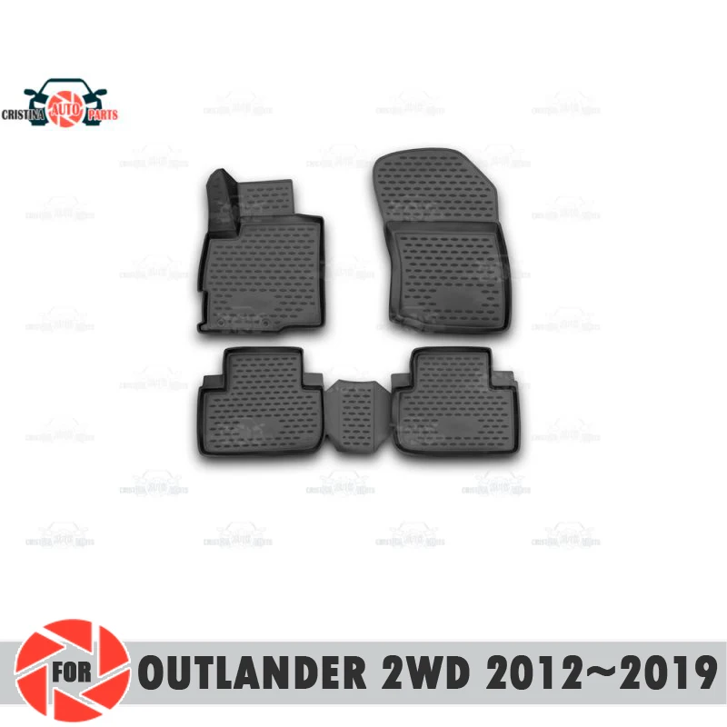 Коврики для Mitsubishi Outlander 2WD 2012 ~ 2019 Нескользящие полиуретановые защита от грязи