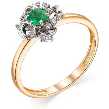 

Alcor ring with emerald and diamonds in red gold