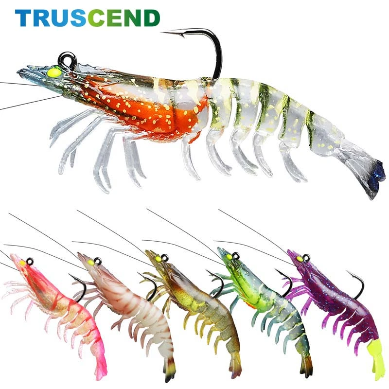 TRUSCEND 6Pcs Shrimp Silicone Artificial Bait Simulation Soft Prawn