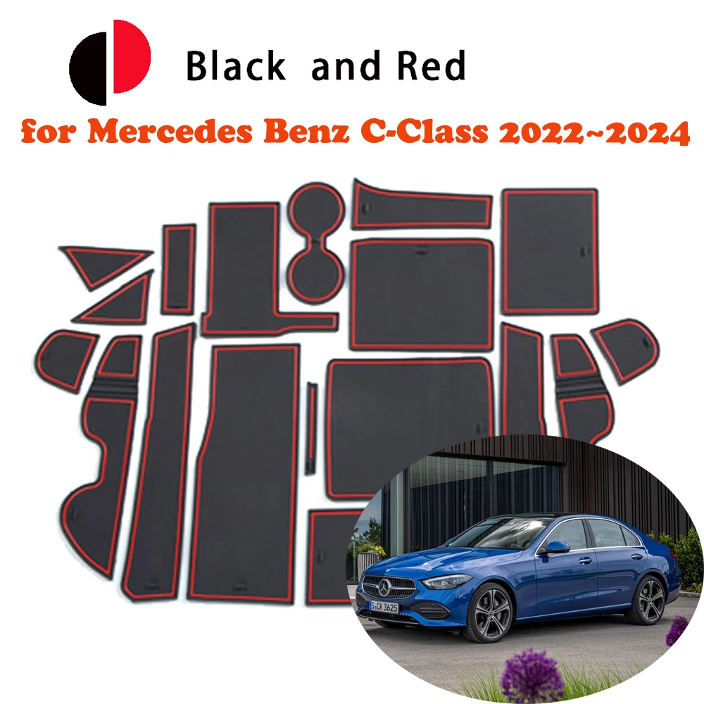 

Резиновый противоскользящий коврик для Mercedes Benz C-Class W206 C220 2022, подставка под чашку с канавками для двери, подушка для телефона, подставка под ворота, автомобильные наклейки