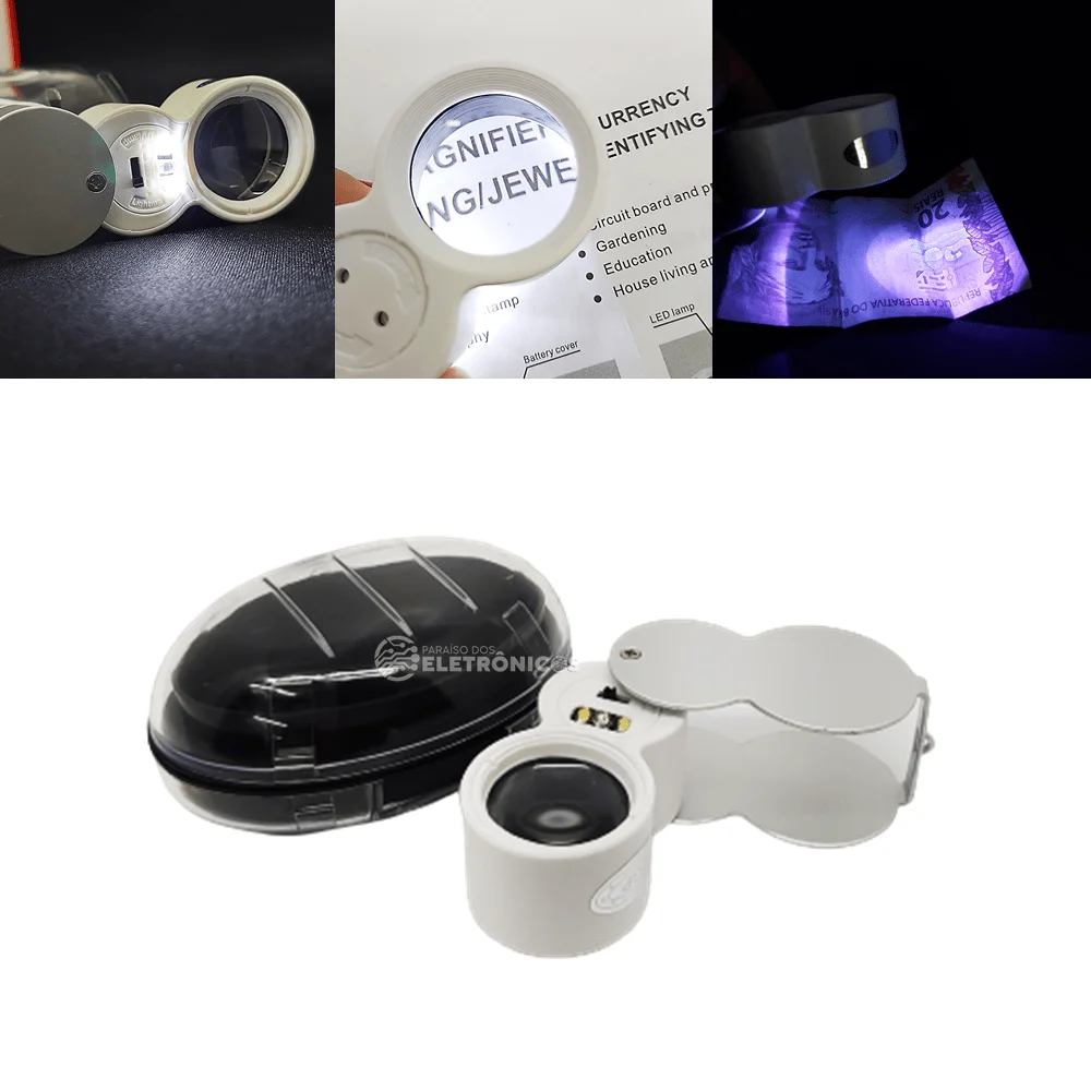 40X Professional Pocket Lupa With White And UV Led Light For Watchmaker 9888 | Инструменты