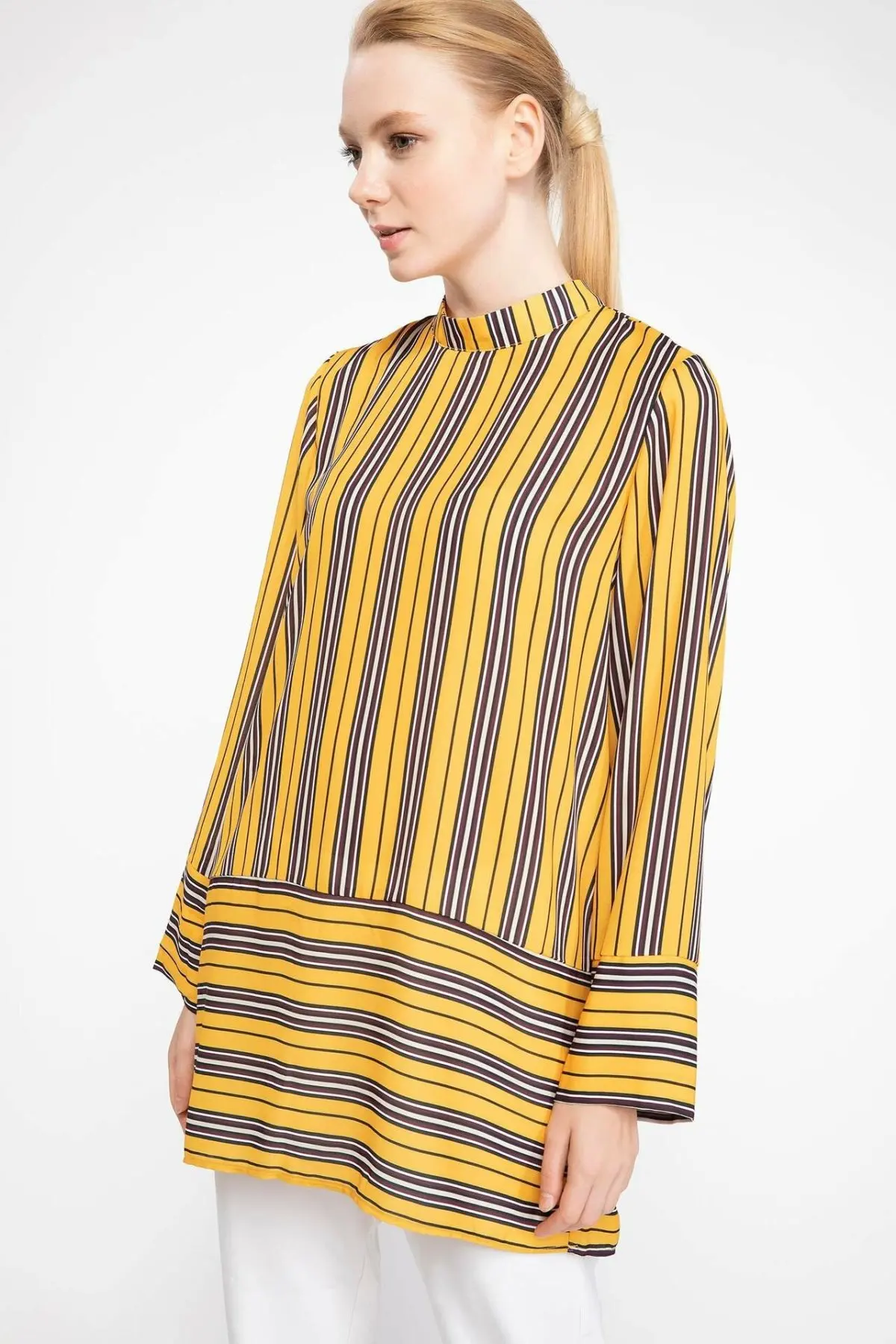 

DeFacto Autumn Woman O-neck Long Sleeve Striped Blousers Ladies Elegant Casual Shirts Female Leisure Tops New -J8542AZ18AU