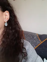 Pendientes con Clip de gota de agua geométricos para mujer, temperamento Simple japonés, piedra de cristal azul, sin Piercing, regalo para niña y mujer coreana