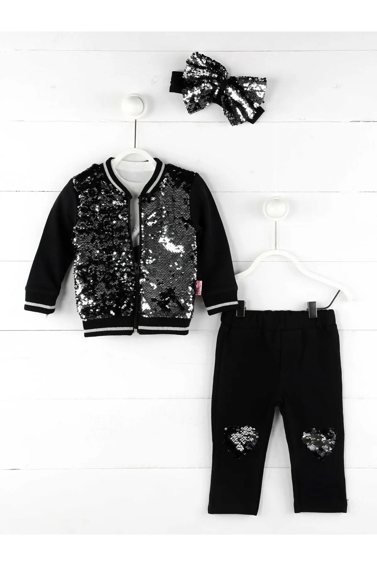 

Gray Black Baby Girl Tracksuit Set