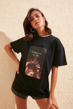 

Trendyol Printed Boyfriend Knitted T-Shirt TWOSS20TS0818