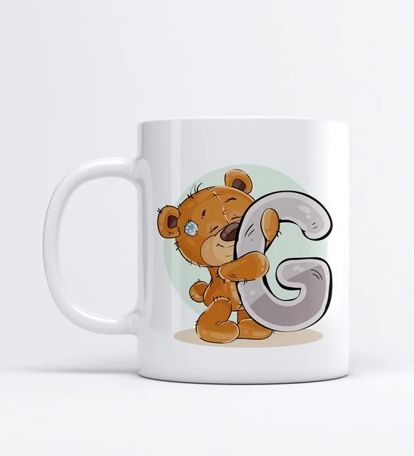 Буква G и милый плюшевый мишка изме Персонализированная фарфоровая кружка-чашка