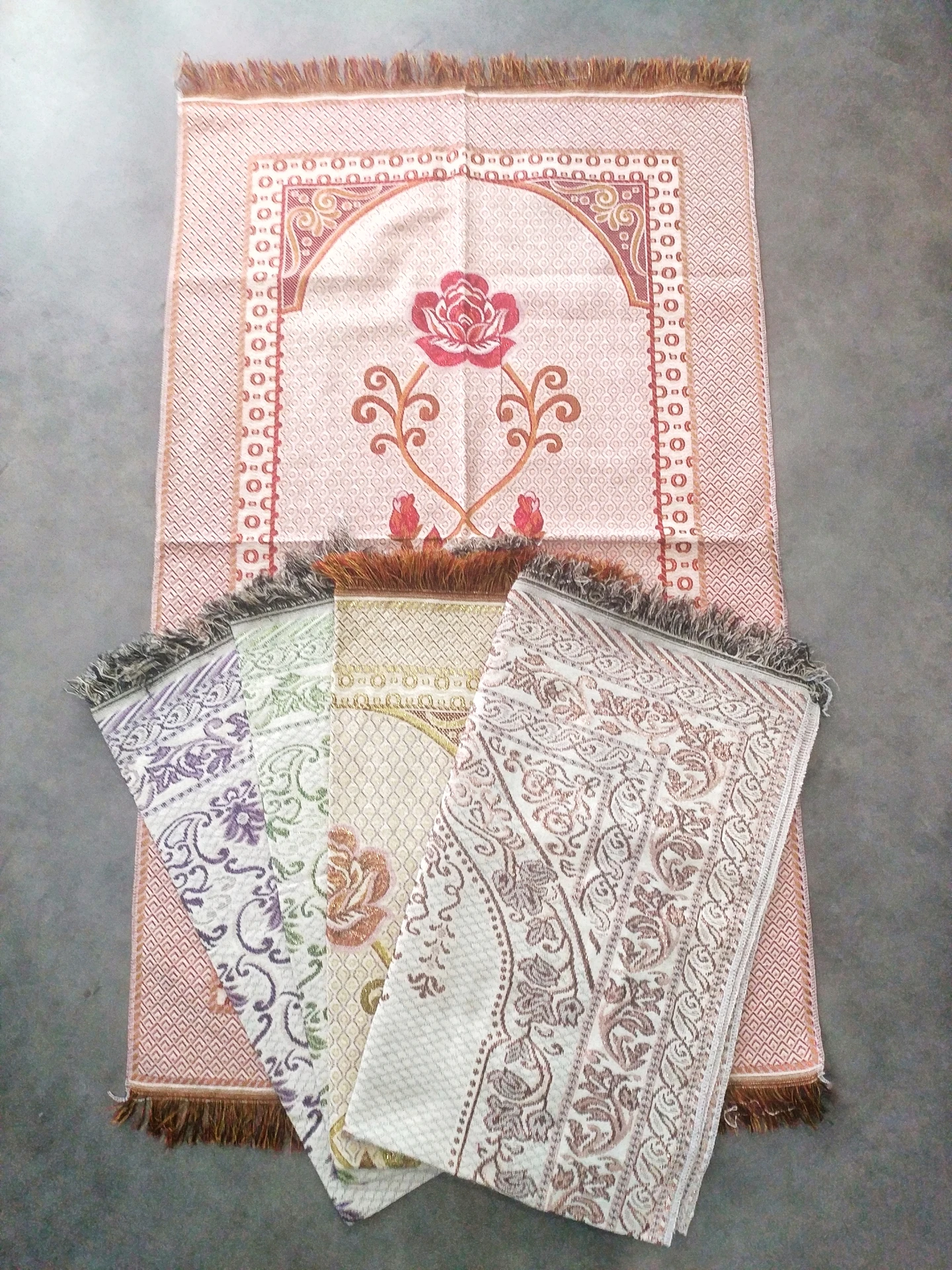 

5 Pcs Set Prayer Rug Islamic Carpet Thin Silvery Umrah Hajj Gift Wholesale Worship Qibla Soft Tapestry Muslim Masjid Worship