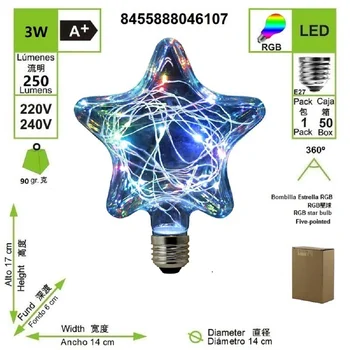 

LED Bombillas Decorativas RGB Multicolor 220V rosca E27 (Estrella 46107)