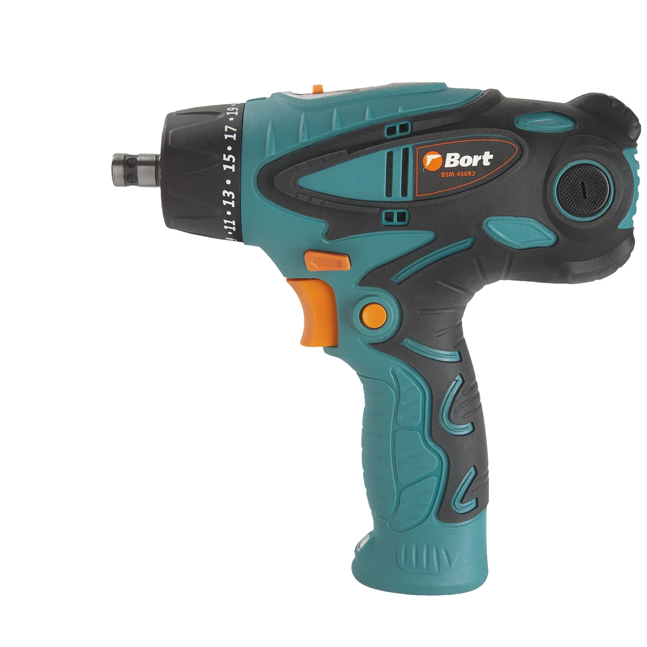 Дрель-шуруповерт электрический Bort BSM-450X2 (2 скорости, съемный патрон, крутящий момент 35Нм, быстрая замена щеток)
