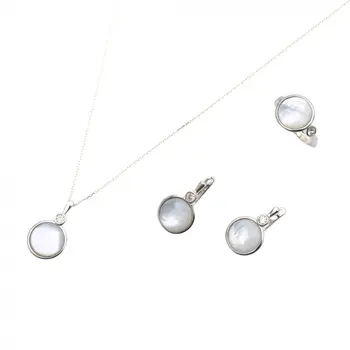 

Dainty Minimal Pearl Ring, Earrings and 40 CM Necklace Set 925 Sterling Silver