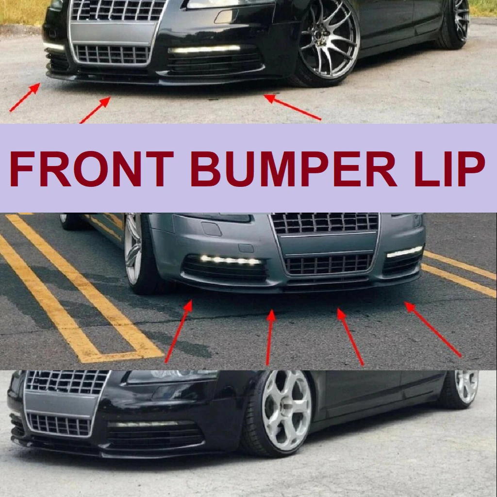 Per Audi A6 C6 S6 Rs6 S-Line Cupra R Paraurti Anteriore Labbro Universale 3 Pezzi Diffusore Paraurti Nero Spoiler Spoiler Accessori Auto Tuning