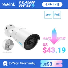Reolink câmera ip ao ar livre 5mp poe visão noturna infravermelha à prova dwaterproof água slot para cartão sd onvif bala vigilância de vídeo em casa RLC-410