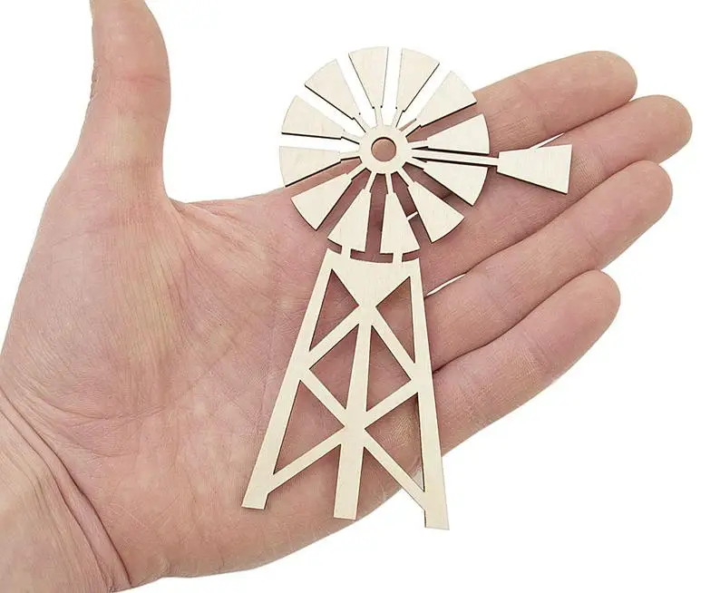 

Wooden Windmill (12cm) Shape Craft Hanging Tag Decoration Gift Decoupage Cutout Ornament 0614