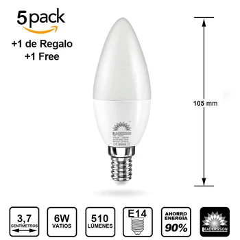 

5 pack bulb s leaderson LED E14 low consumption CHILE C37 led 6W 1 bulb gift [rated energy: A +]