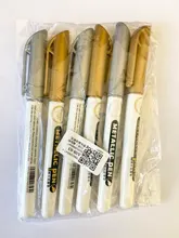 Bolígrafo de dibujo de resina epoxi dorado y plateado, 6 uds., rotulador de punta de hoja dorada, pintura acrílica, marcador permanente metálico