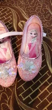 Disney Frozen-zapatos de princesa Elsa para niñas, Sandalias de tacón alto informales con purpurina de cristal de cuero, color rosa, azul y plateado