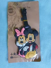 Disney-etiqueta de equipaje de viaje de dibujos animados, Mickey Mouse, Minnie, soporte de identificación, etiqueta portátil, Etiquetas de embarque de equipaje