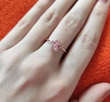 Anillos de Compromiso con diseño de Pata de Gato para mujer, anillos elegantes de circonia cúbica rosa para mujer, joyería de boda para mujer