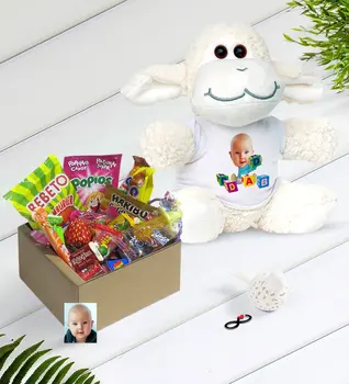 

Personalized Baby Caricature Of Nostalgic Lezzetler Plush Little Lamb Gift Seti-5