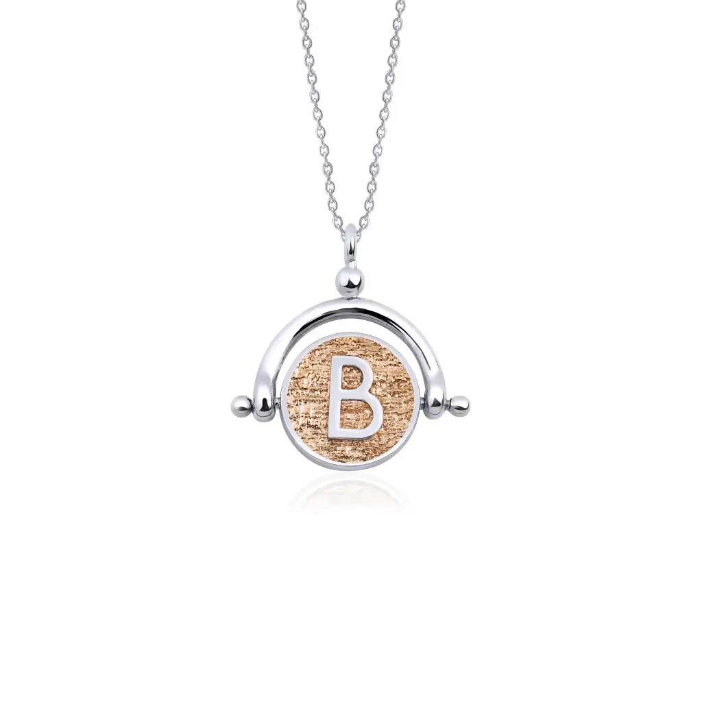

Tash Design Letter B Pendant, Silver Pendant, Bronze Zircon Stone Double Sided Pendant chain Length 70 cm