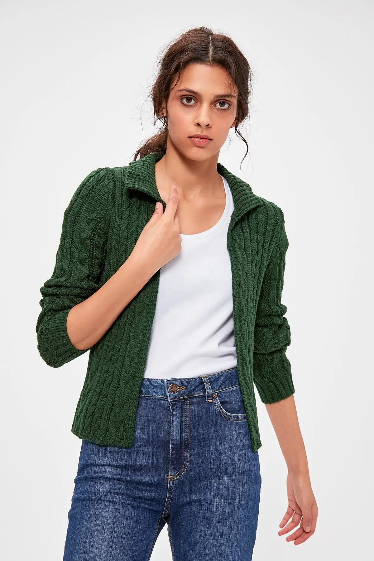 

Trendyol Green Braided Knitwear Cardigan TWOAW20HI0144