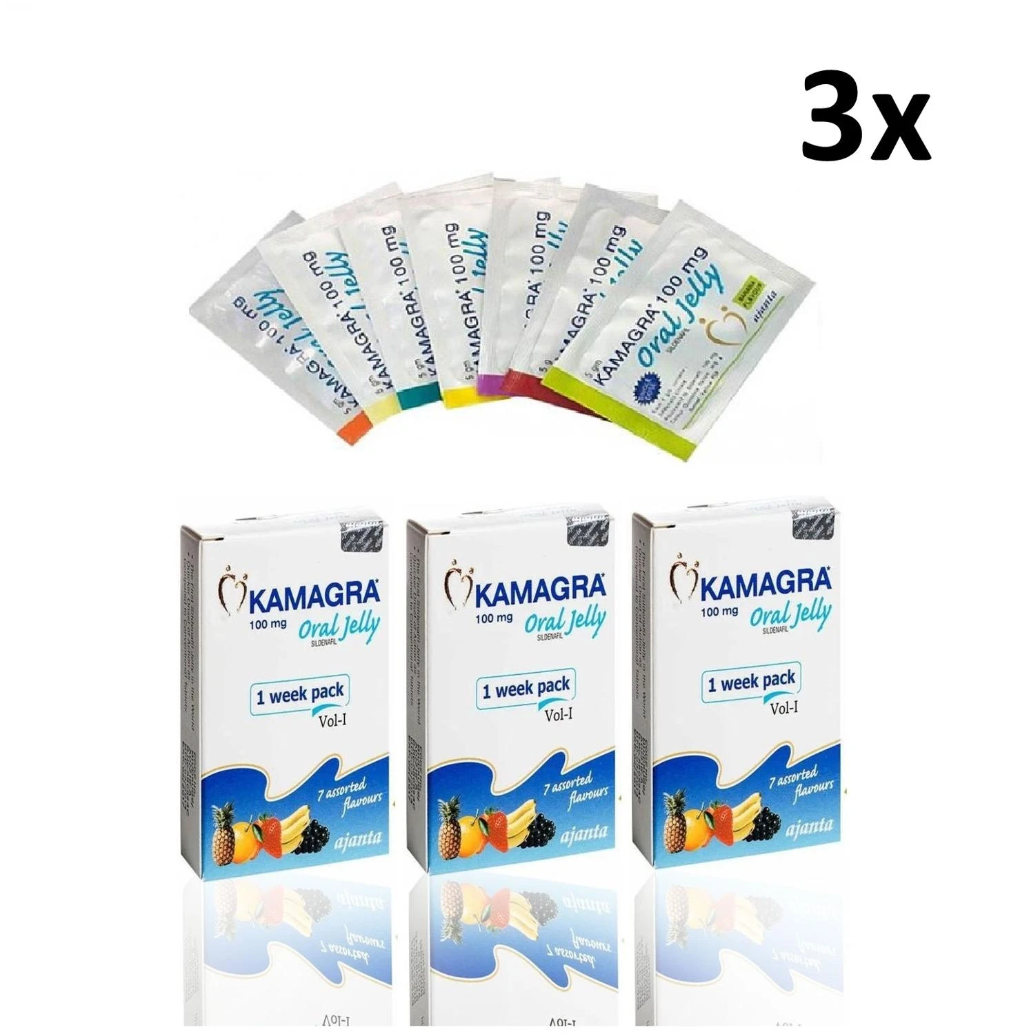 100 Original Kamagra Oral Jelly - 7 Assorted Fruit Flavors - 5gr ...