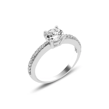 

Silver 925 Sterling Zircon Half Round Engagement Ring