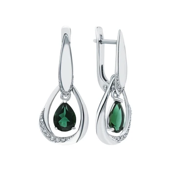 

Silver earrings with cubic zirconia and tourmaline imitation sunlight sample 925