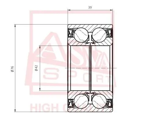 Подшипник ступичный передний/задний ASVA DAC42760039