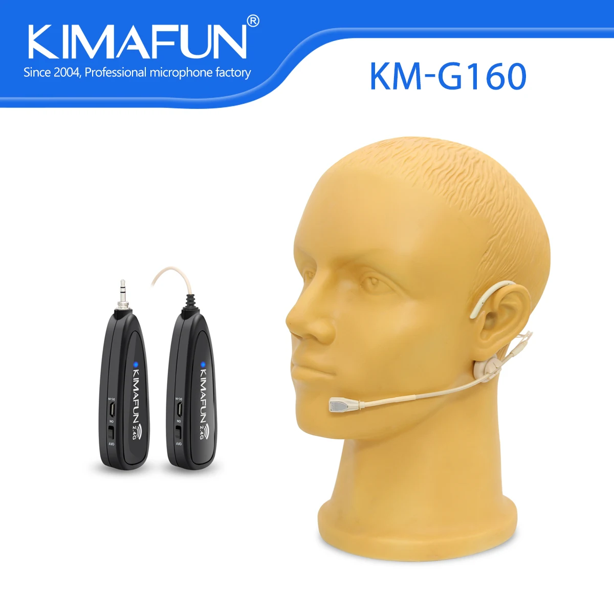 KIMAFUN 2.4G Wireless Headset Microphone For Speech Teaching Singing Online Talking Conference Professional Mini Recording Mic |