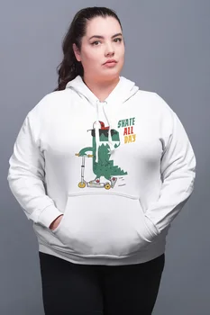 

Angemiel Wear Every day Skateboard Dinosaur White Women 'S Hooded Sweatshirt