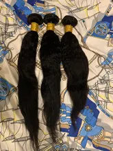 Rizado rizado mechones 100% mechones de cabello humano postizo mechones no Remy Yaki grueso de la armadura del pelo recto 3/4 Pc/lote manojos de pelo barato mechones