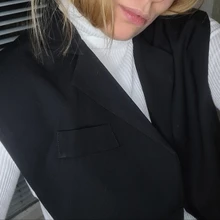 Split-Joint-Vest Spring Irregular Black EAM Women Fashion Sleeveless Loose Khaki Summer