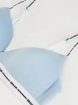 

Slogan Printed Cotton T-Shirt Bra 2'li