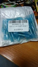 Terminales a tope termorretráctiles, conectores de Cable eléctrico aislados, prensado de 16-14 AWG, color azul, Conector de terminales, 25/50 Uds.