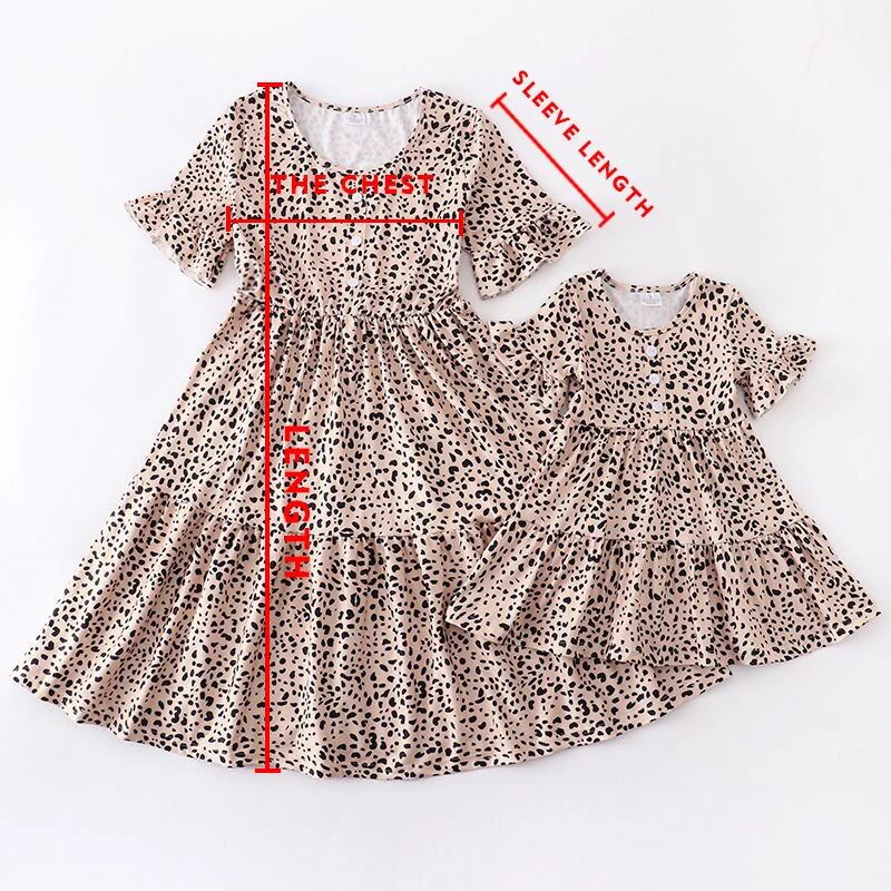 family clothes Girlymax Summer Baby Girls Mommy &me Boutique Children Clothes Milk Silk Leopard Short Sleeve Dress Kidswear black family matching outfits