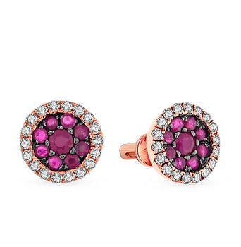 

Gold earrings with rubies and diamonds sunlight sample 585
