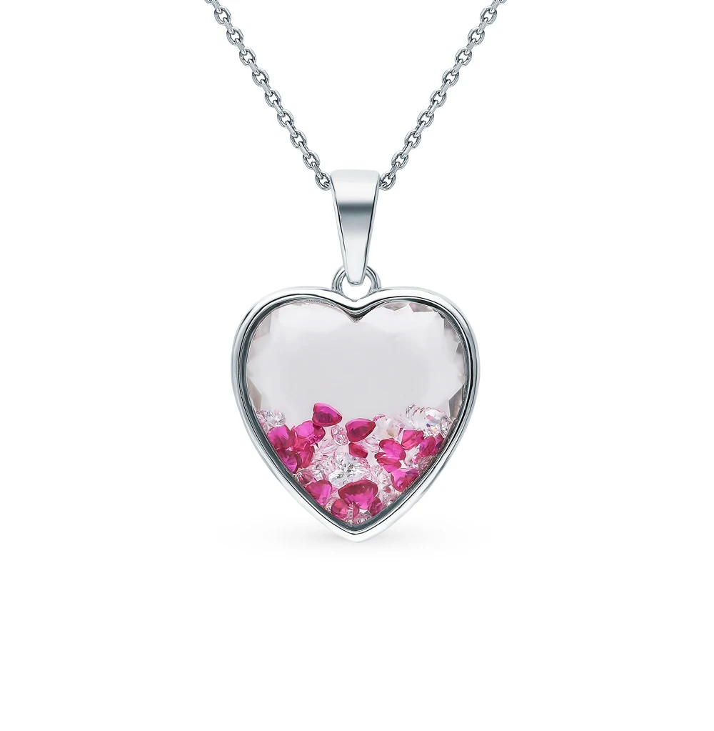 Silver Pendant with glass and cubic zirconia SUNLIGHT test 925