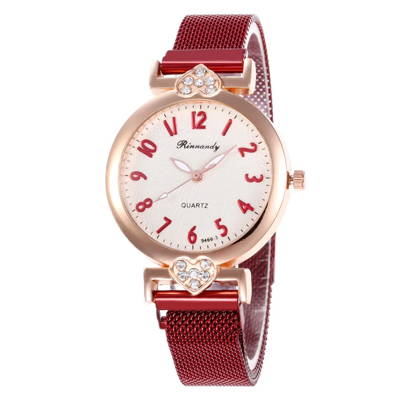 WJ-8567 Стразы, часы с магнитной пряжкой для женщин, роскошные часы со стальным ремешком, Модные кварцевые наручные часы