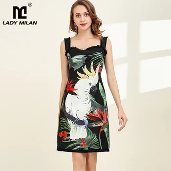 

Women's Runway Designer Dresses Sexy Spaghetti Straps Printed Tassels Elegant Fashion Dresses
