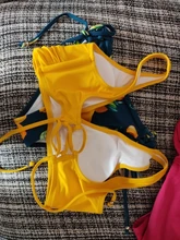 Swimsuit Women Bikini-Sets Bathing-Suits Lemon CUPSHE Lace-Up Print Two-Pieces Sexy Yellow