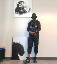 Pantalones deportivos de estilo Hip-Hop para hombre, ropa de calle informal, harén, con cinta multibolsillo, color negro, novedad de 2020