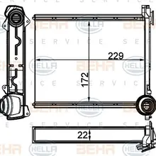 Радиатор отопителя PEUGEOT 308/CITROEN C4 1.6/2.0 07 HELLA 8FH 3