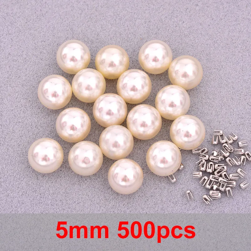 5mm500pcBeige JUNAO 4 5 6 8 10 12 мм белый жемчуг установка машина ручной пресс инструменты бусины на заклепках крепежная машина для швейных изделий - Цвет: 5mm500pcBeige