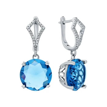 

Silver earrings with sitals and cubic zirconium sunlight sample 925