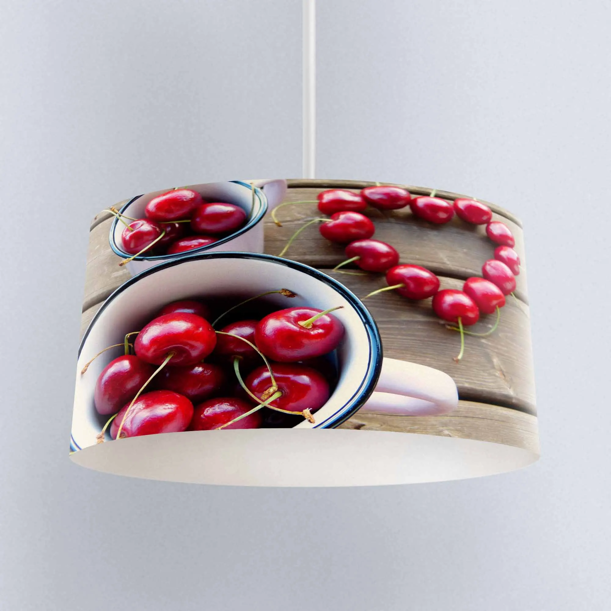 Best Price Else Red Cherry on Brown Wood Printed Fabric Kitchen Chandelier Lamp Drum Lampshade Floor Ceiling Pendant Light Shade