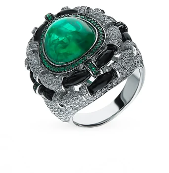 

Silver ring with alpanite and cubic zirconia sunlight sample 925
