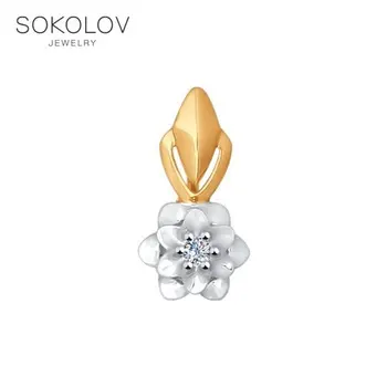 

Pendant SOKOLOV mixed gold with Diamond, fashion jewelry, 585, women's male, pendants for neck women
