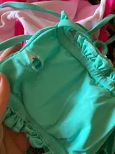 Bandeau Swimsuit Bikini-Set Beachwear Pleated Mini Thong Female Women 