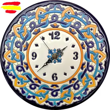

24 cm/9,45 inch diameter enamelled ceramic watch-handmade-made in Spain-home and decoration